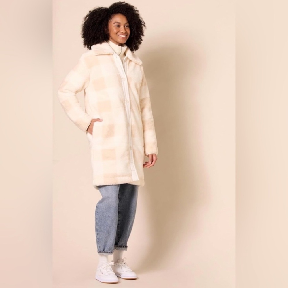 Amazon Essentials Oversized Teddy Sherpa Trench Coat Jacket XS